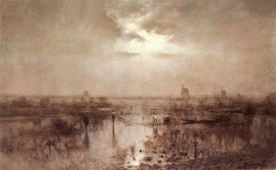 Pesca sul fiume Tisza da Laszlo Mednyanszky